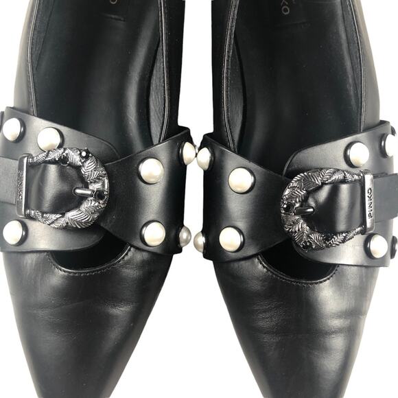 Pinko black leather ballet flats 37 -us 7 - Picture 6 of 10